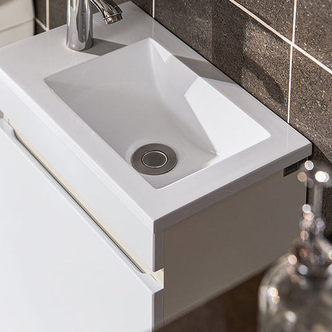 Rootz Bathroom Sink Cabinet Set - Vanity Unit - Wash Basin - Compact Design - 41x52x25cm Cabinet, 40x50x14cm Mirror, 27x18x8cm Basin