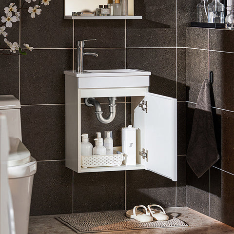 Rootz Bathroom Sink Cabinet Set - Vanity Unit - Wash Basin - Compact Design - 41x52x25cm Cabinet, 40x50x14cm Mirror, 27x18x8cm Basin