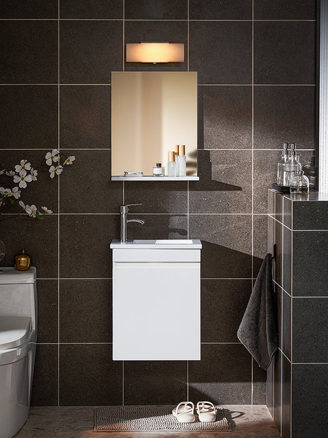 Rootz Bathroom Sink Cabinet Set - Vanity Unit - Wash Basin - Compact Design - 41x52x25cm Cabinet, 40x50x14cm Mirror, 27x18x8cm Basin