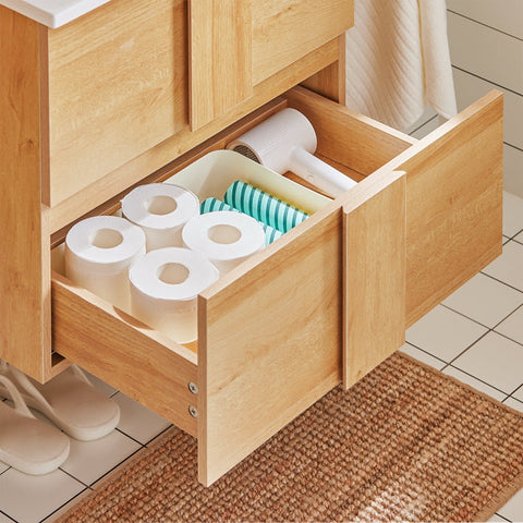 Rootz Narrow Sink Cabinet - Space-Saving Bathroom Storage - Wall-Mounted Vanity - High Resilience - 61x54x46cm