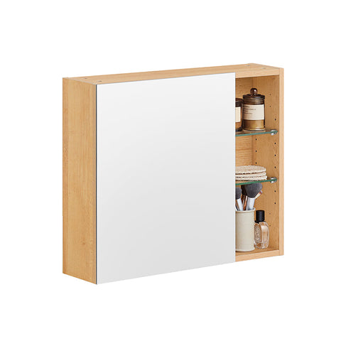 Rootz Wall Closet Mirror Door - Bathroom Cabinet - Storage Unit - Adjustable Shelves - 60x50x15cm