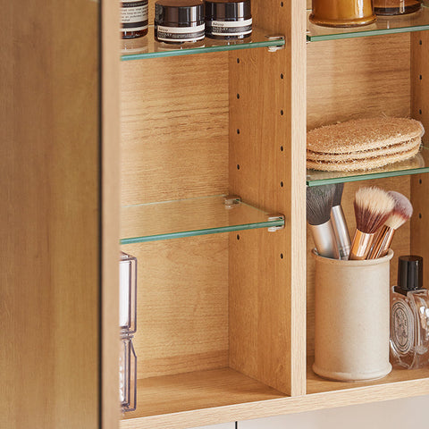 Rootz Wall Closet Mirror Door - Bathroom Cabinet - Storage Unit - Adjustable Shelves - 60x50x15cm