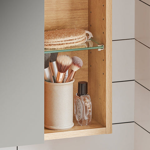 Rootz Wall Closet Mirror Door - Bathroom Cabinet - Storage Unit - Adjustable Shelves - 60x50x15cm