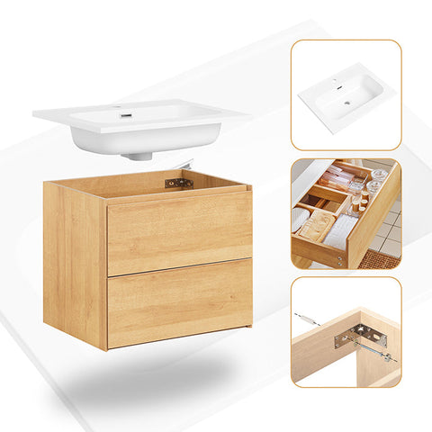 Rootz Bathroom Sink Unit - Vanity Cabinet - Bathroom Storage - Wall Mounted - Anti-Rot Design - 61x54x46cm