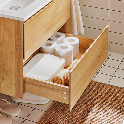 Rootz Bathroom Sink Unit - Vanity Cabinet - Bathroom Storage - Wall Mounted - Anti-Rot Design - 61x54x46cm