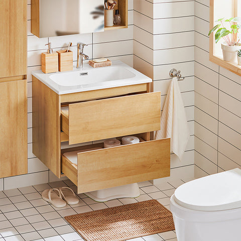 Rootz Bathroom Sink Unit - Vanity Cabinet - Bathroom Storage - Wall Mounted - Anti-Rot Design - 61x54x46cm