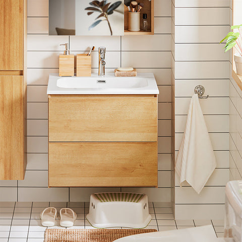 Rootz Bathroom Sink Unit - Vanity Cabinet - Bathroom Storage - Wall Mounted - Anti-Rot Design - 61x54x46cm