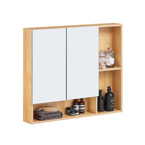 Rootz Wall Cabinet Mirror Door - Wall Storage - Adjustable Shelf - Space-Saving - 80x70x13cm