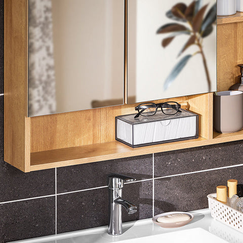 Rootz Wall Cabinet Mirror Door - Wall Storage - Adjustable Shelf - Space-Saving - 80x70x13cm