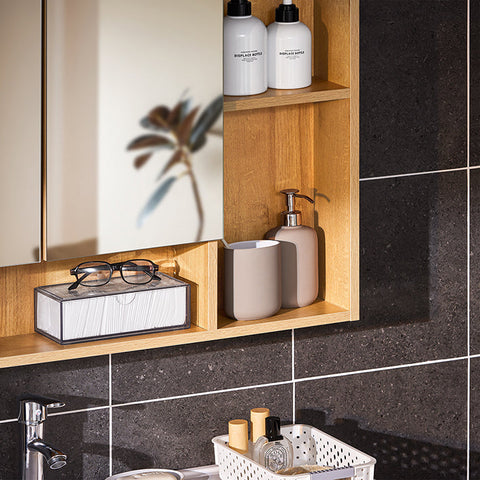 Rootz Wall Cabinet Mirror Door - Wall Storage - Adjustable Shelf - Space-Saving - 80x70x13cm
