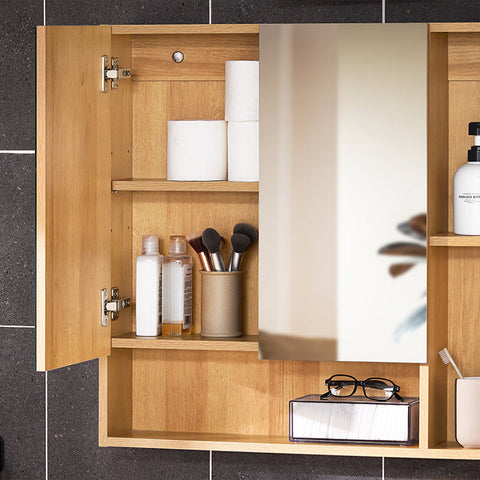 Rootz Wall Cabinet Mirror Door - Wall Storage - Adjustable Shelf - Space-Saving - 80x70x13cm