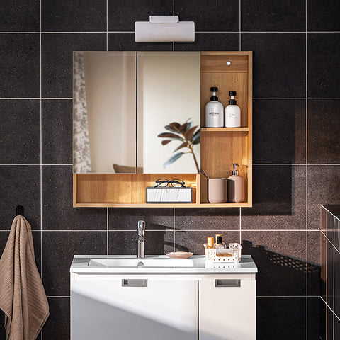 Rootz Wall Cabinet Mirror Door - Wall Storage - Adjustable Shelf - Space-Saving - 80x70x13cm
