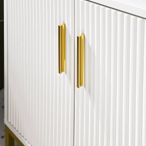 Rootz Sink Unit Cabinet - Bathroom Cabinet - Storage Cupboard - Adjustable Shelf - 60x59x30cm - Classic White with Golden Metal Handles - Modern Design