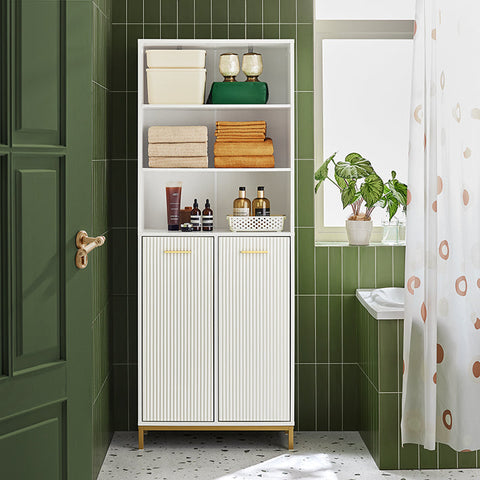 Rootz Tall Cabinet - Storage Organizer - Bathroom Shelf - Elegant Design - 65x170x32cm