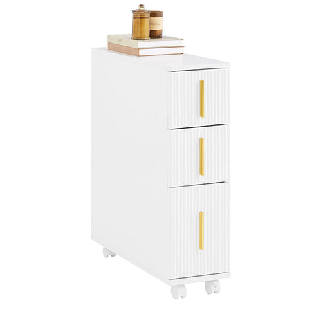 Rootz Niche Rolling Storage Cart - Slim Cart - Mobile Organizer - Space-Saving - 3 Drawers - 20x70x60cm