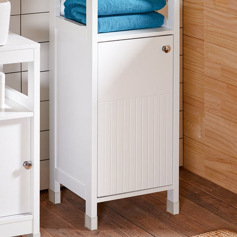Rootz Tall Bathroom Cabinet - Slim Storage Unit - Narrow Organizer - Adjustable Shelf - 30x144x30cm - MDF E1