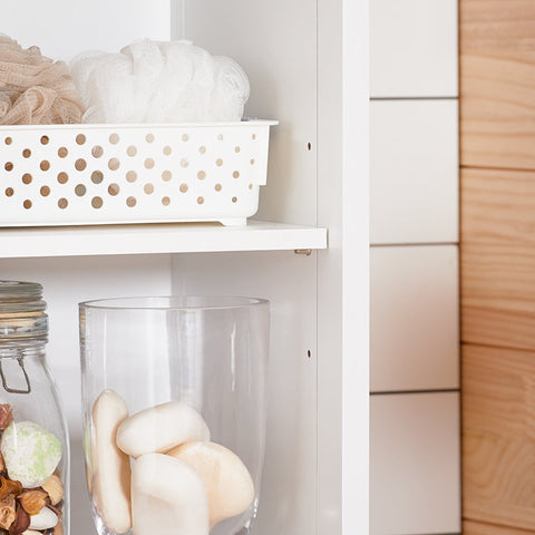 Rootz Tall Bathroom Cabinet - Slim Storage Unit - Narrow Organizer - Adjustable Shelf - 30x144x30cm - MDF E1