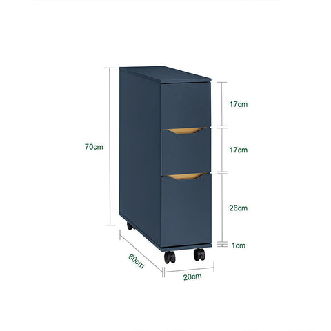 Rootz Rolling Niche Shelf - Mobile Storage Cart - Gap Organizer - 14.2kg Load - 20x70x60cm - Ideal for Tight Spaces & Easy Mobility