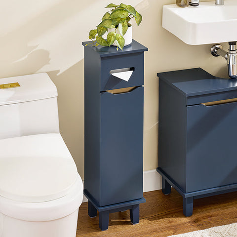 Rootz Bathroom Cabinet - Storage Unit - Slim Organizer - Hidden Storage - MDF & Pine - 22cm x 81cm x 20cm