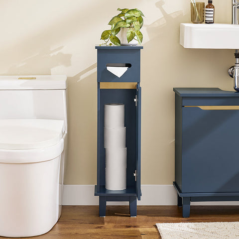 Rootz Bathroom Cabinet - Storage Unit - Slim Organizer - Hidden Storage - MDF & Pine - 22cm x 81cm x 20cm