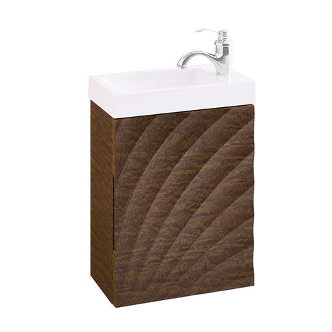 Rootz Narrow Sink Cabinet - Compact Vanity - Slim Bathroom Furniture - Spacious Storage - 40x56x22cm, MDF & Ceramic