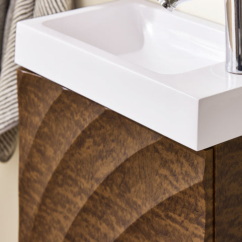 Rootz Narrow Sink Cabinet - Compact Vanity - Slim Bathroom Furniture - Spacious Storage - 40x56x22cm, MDF & Ceramic