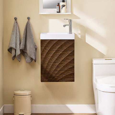 Rootz Narrow Sink Cabinet - Compact Vanity - Slim Bathroom Furniture - Spacious Storage - 40x56x22cm, MDF & Ceramic