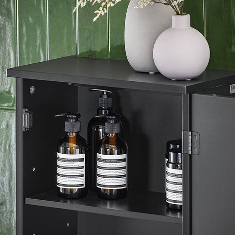 Rootz Bathroom Wall Cabinet - Storage Closet - Medicine Cabinet - Adjustable Shelf - Easy Assembly - Versatile Use - 40cm x 76cm x 21cm - Black