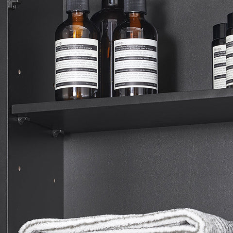 Rootz Bathroom Wall Cabinet - Storage Closet - Medicine Cabinet - Adjustable Shelf - Easy Assembly - Versatile Use - 40cm x 76cm x 21cm - Black