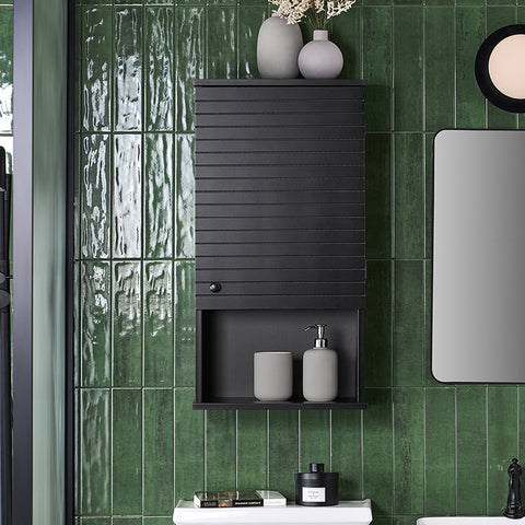 Rootz Bathroom Wall Cabinet - Storage Closet - Medicine Cabinet - Adjustable Shelf - Easy Assembly - Versatile Use - 40cm x 76cm x 21cm - Black