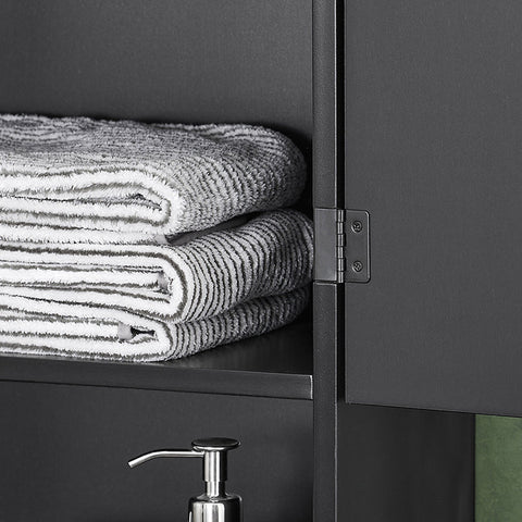 Rootz Bathroom Wall Cabinet - Storage Closet - Medicine Cabinet - Adjustable Shelf - Easy Assembly - Versatile Use - 40cm x 76cm x 21cm - Black