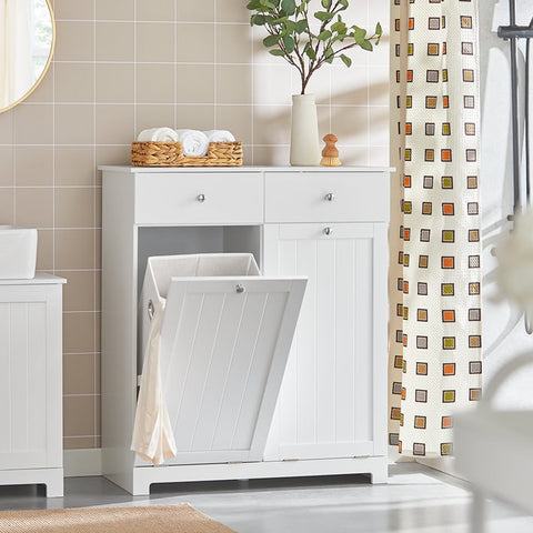 Rootz Linen Cupboard with Laundry Bags - Laundry Collector - Laundry Basket - MDF Construction - Removable Bags - Flexible Storage - 78cm x 90cm x 38cm