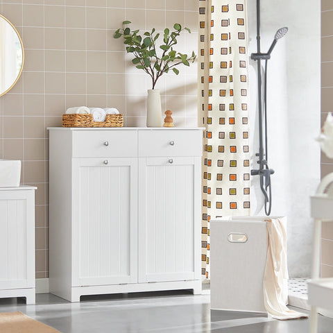 Rootz Linen Cupboard with Laundry Bags - Laundry Collector - Laundry Basket - MDF Construction - Removable Bags - Flexible Storage - 78cm x 90cm x 38cm