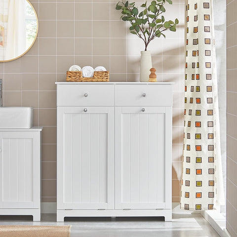 Rootz Linen Cupboard with Laundry Bags - Laundry Collector - Laundry Basket - MDF Construction - Removable Bags - Flexible Storage - 78cm x 90cm x 38cm