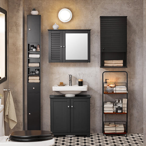 Rootz Tall Bathroom Cabinet - Storage Organizer - Freestanding Shelving Unit - Adjustable Shelves - Tip-Proof - Non-Slip Feet - 20cm x 180cm x 20cm