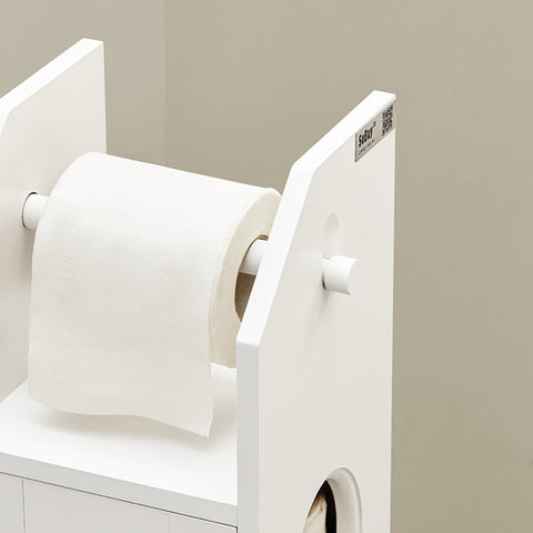 Rootz Narrow Toilet Paper Cabinet - Bathroom Storage - Space Saver - Mold Resistant - Air-Permeable Slatted Door - 20cm x 79cm x 18cm