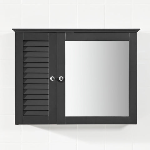 Rootz Bathroom Mirror Cabinet - Wall Cabinet with Mirror Door - Space-Saving Storage - Adjustable Shelves, Mold Prevention, Air Permeable Slats - MDF Construction - 65cm x 49cm x 15cm