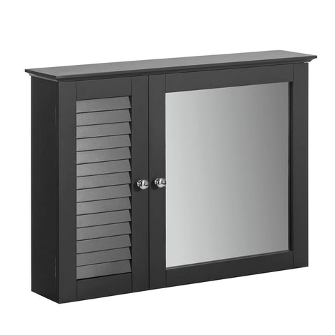 Rootz Bathroom Mirror Cabinet - Wall Cabinet with Mirror Door - Space-Saving Storage - Adjustable Shelves, Mold Prevention, Air Permeable Slats - MDF Construction - 65cm x 49cm x 15cm