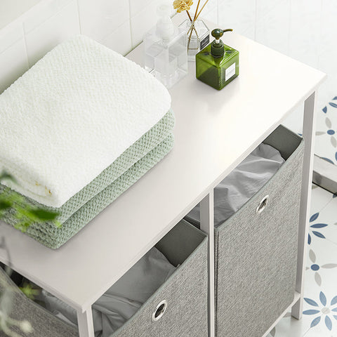 Rootz Laundry Chest - Laundry Collector - Linen Closet - Spacious Countertop - Enhanced Stability with Crossed Metal Bars - Dual Removable Bags - 77cm x 80cm x 38cm