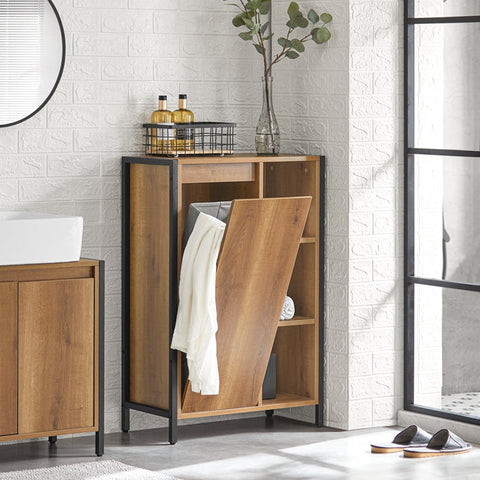 Rootz Linen Cupboard with Laundry Bags - Laundry Collector - Laundry Basket - Fleece Basket - Easy Assembly - Floor Leveling Feet - 60cm x 90cm x 30cm