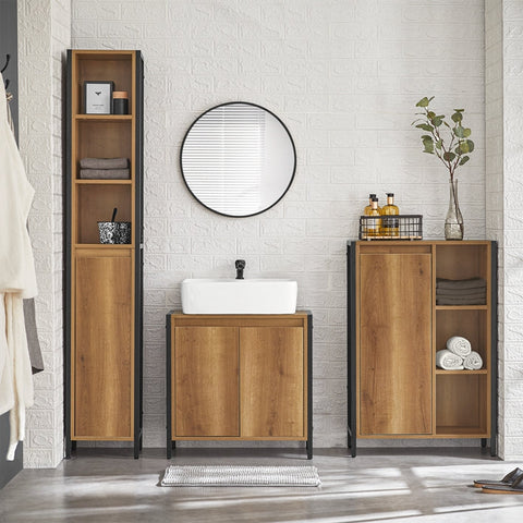 Rootz Linen Cupboard with Laundry Bags - Laundry Collector - Laundry Basket - Fleece Basket - Easy Assembly - Floor Leveling Feet - 60cm x 90cm x 30cm