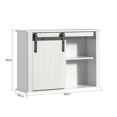 Rootz Sliding Door Bathroom Cabinet - Wall Mounted Cabinet - Adjustable Shelves - MDF and Metal - 68cm x 48cm x 20cm
