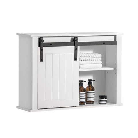 Rootz Sliding Door Bathroom Cabinet - Wall Mounted Cabinet - Adjustable Shelves - MDF and Metal - 68cm x 48cm x 20cm