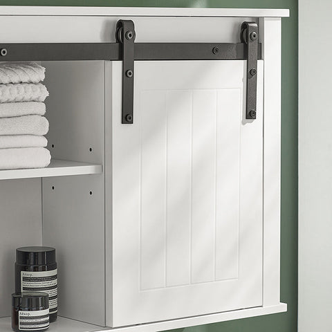 Rootz Sliding Door Bathroom Cabinet - Wall Mounted Cabinet - Adjustable Shelves - MDF and Metal - 68cm x 48cm x 20cm