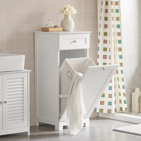 Rootz Laundry Cupboard with Laundry Bag - Laundry Collector - Laundry Basket - MDF Construction - Fleece Basket - Flexible Storage - 40cm x 90cm x 38cm