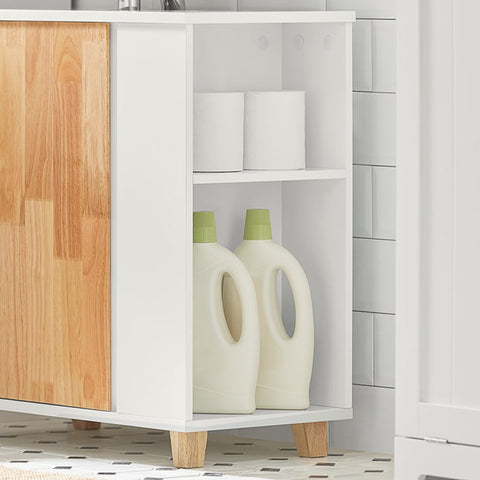 Rootz Sink Base Cabinet - Bathroom Vanity - Under Sink Storage - MDF and Rubber Wood - Siphon Cut-Out - Stable Design - 60cm x 60cm x 29cm