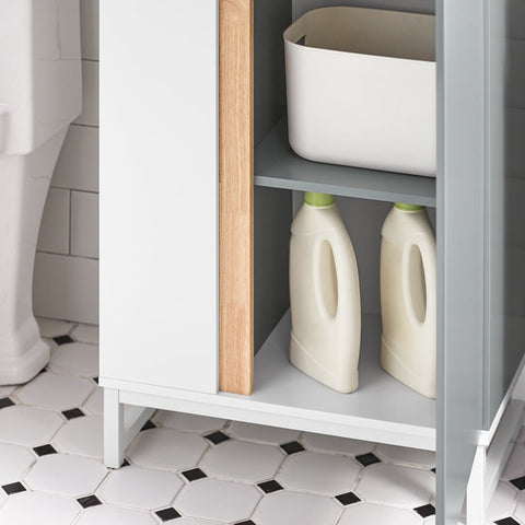 Rootz Tall Bathroom Cabinet - Storage Organizer - Freestanding Shelving Unit - MDF and Rubberwood Construction - Anti-Tip Stability - Easy Assembly - 50cm x 181cm x 30cm