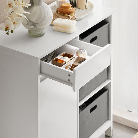 Rootz Linen Closet Laundry Collector - Laundry Basket - Bathroom Cabinet - White - Moisture-Resistant Foot Pad - Easy Assembly - 80cm x 91cm x 38cm