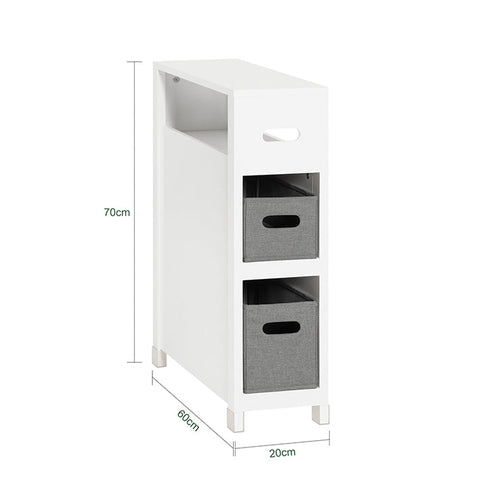 Rootz Niche Shelf with 2 Baskets - Kitchen Storage - Bathroom Organizer - MDF and Pine Construction - Moisture-Resistant Foot Pad - Easy Assembly - 20cm x 70cm x 60cm