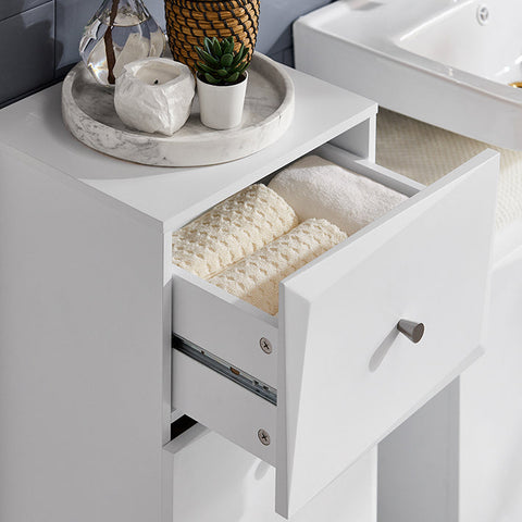 Rootz Laundry Cupboard with Laundry Bag - Laundry Collector - Laundry Basket - MDF Construction - Anti-Tip Safety Feature - Easy Assembly - 34cm x 90cm x 30cm